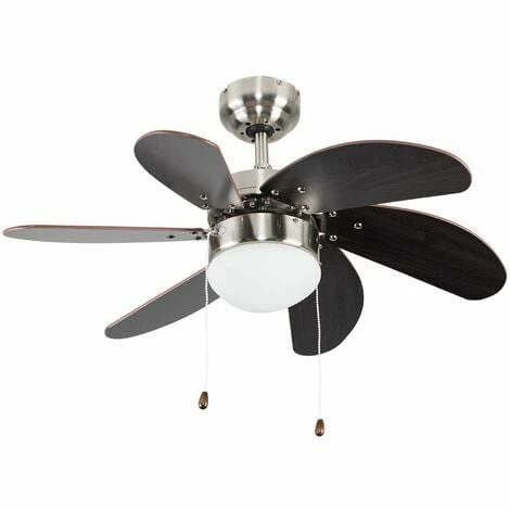 MINISUN 30" 6 Blade Ceiling Fan in Chrome & Wood with Light - No Bulb MINISUN 30" 6 Blade Ceiling Fan In Chrome & Wood With Light - No Bulb -MINISUN Shop 8748082 1