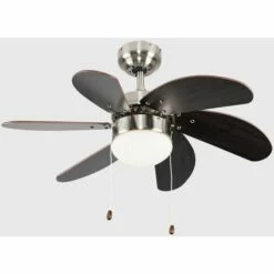 MINISUN 30" 6 Blade Ceiling Fan In Chrome & Wood With Light - No Bulb 3 MINISUN 30" 6 Blade Ceiling Fan In Chrome & Wood With Light - No Bulb -MINISUN Shop 8748082 2
