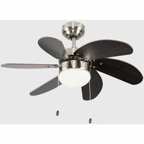 MINISUN 30" 6 Blade Ceiling Fan in Chrome & Wood with Light - No Bulb MINISUN 30" 6 Blade Ceiling Fan In Chrome & Wood With Light - No Bulb -MINISUN Shop 8748082 2