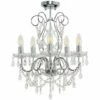 MINISUN 5 Way Chrome Chandelier + Clear K5 Lead Crystal Droplets - No Bulbs 1 MINISUN 5 Way Chrome Chandelier + Clear K5 Lead Crystal Droplets - No Bulbs -MINISUN Shop 8748151 1