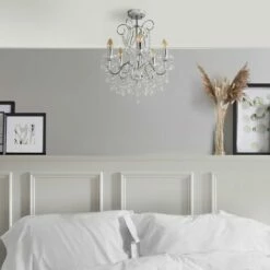 MINISUN 5 Way Chrome Chandelier + Clear K5 Lead Crystal Droplets - No Bulbs 4 MINISUN 5 Way Chrome Chandelier + Clear K5 Lead Crystal Droplets - No Bulbs -MINISUN Shop 8748151 3