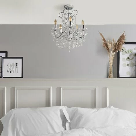 MINISUN 5 Way Chrome Chandelier + Clear K5 Lead Crystal Droplets - No Bulbs MINISUN 5 Way Chrome Chandelier + Clear K5 Lead Crystal Droplets - No Bulbs -MINISUN Shop 8748151 3