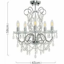 MINISUN 5 Way Chrome Chandelier + Clear K5 Lead Crystal Droplets - No Bulbs 5 MINISUN 5 Way Chrome Chandelier + Clear K5 Lead Crystal Droplets - No Bulbs -MINISUN Shop 8748151 4
