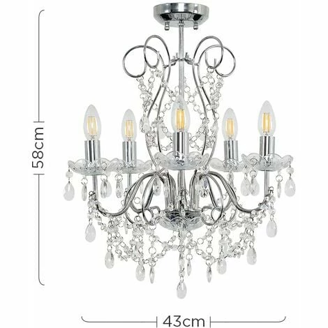 MINISUN 5 Way Chrome Chandelier + Clear K5 Lead Crystal Droplets - No Bulbs MINISUN 5 Way Chrome Chandelier + Clear K5 Lead Crystal Droplets - No Bulbs -MINISUN Shop 8748151 4