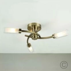 MINISUN 3 Way Spiral Flush Antique Brass Ceiling Light + Clear & Frosted Glass Shades - No Bulbs -MINISUN Shop 8748210 2