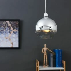 MINISUN Two Tone & Glass Globe Arco Ball Ceiling Pendant Light Shade - Chrome 4 MINISUN Two Tone & Glass Globe Arco Ball Ceiling Pendant Light Shade - Chrome -MINISUN Shop 8748219 3