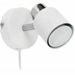 MINISUN Adjustable Ceiling Wall Spotlight With Plug, Cable & Switch + GU10 LED Bulb - White