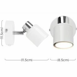 MINISUN Adjustable Ceiling Wall Spotlight With Plug, Cable & Switch + GU10 LED Bulb - White -MINISUN Shop 8748329 4