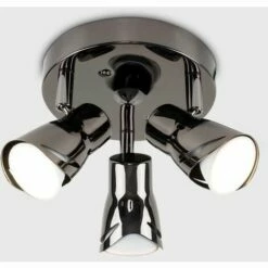 MINISUN 3 Way Round Plate Ceiling Spotlight Fitting - Black Chrome 3 MINISUN 3 Way Round Plate Ceiling Spotlight Fitting - Black Chrome -MINISUN Shop 8748336 2