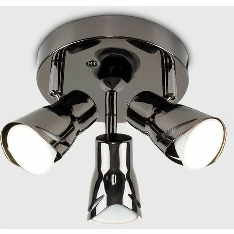MINISUN 3 Way Round Plate Ceiling Spotlight Fitting - Black Chrome MINISUN 3 Way Round Plate Ceiling Spotlight Fitting - Black Chrome -MINISUN Shop 8748336 2