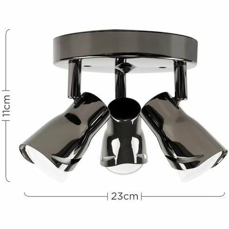 MINISUN 3 Way Round Plate Ceiling Spotlight Fitting - Black Chrome MINISUN 3 Way Round Plate Ceiling Spotlight Fitting - Black Chrome -MINISUN Shop 8748336 4