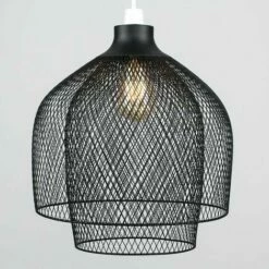 MINISUN Steampunk Matt Black Mesh 2 Tier Ceiling Pendant Light Shade - No Bulb -MINISUN Shop 8748344 2