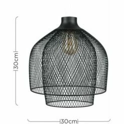 MINISUN Steampunk Matt Black Mesh 2 Tier Ceiling Pendant Light Shade - No Bulb -MINISUN Shop 8748344 4