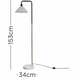 MINISUN Talisman Marble Base Floor Lamp In Brushed Chrome With Frosted Shade - No Bulb -MINISUN Shop 8748394 4