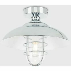 MINISUN Retro Fisherman's Semi Flush Ceiling Pendant Light Fitting Silver Chrome Finish - No Bulb -MINISUN Shop 8748434 2