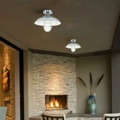 MINISUN Retro Fisherman's Semi Flush Ceiling Pendant Light Fitting Silver Chrome Finish - No Bulb -MINISUN Shop 8748434 3