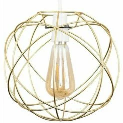MINISUN Atom Metal Basket Cage Ceiling Pendant Light Shade - Gold - No Bulb