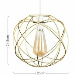 MINISUN Atom Metal Basket Cage Ceiling Pendant Light Shade - Gold - No Bulb -MINISUN Shop 8748466 4