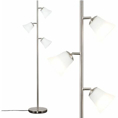 MINISUN 3 Way Brushed Chrome Floor Lamp + Frosted Glass Shades MINISUN 3 Way Brushed Chrome Floor Lamp + Frosted Glass Shades -MINISUN Shop 8748516 1