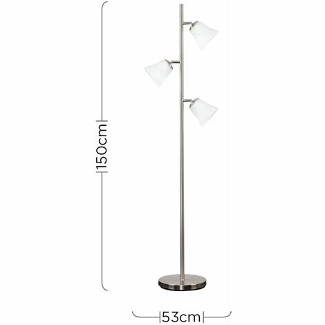 MINISUN 3 Way Brushed Chrome Floor Lamp + Frosted Glass Shades MINISUN 3 Way Brushed Chrome Floor Lamp + Frosted Glass Shades -MINISUN Shop 8748516 4