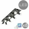 MINISUN Rectangular Plate 8 Way Adjustable GU10 Ceiling Spotlight + 5W Warm White LED GU10 Bulbs - Black Chrome -MINISUN Shop 8748559 1