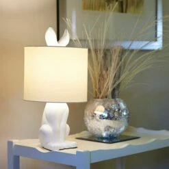 MINISUN Ceramic Rabbit Table Lamp - Matt White - No Bulb -MINISUN Shop 8748579 3