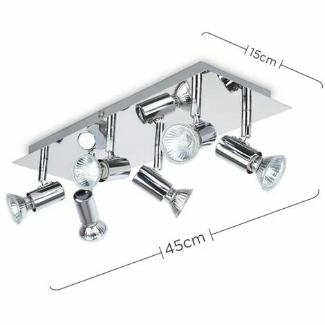 MINISUN Rectangular 6 Way Adjustable GU10 Ceiling Spotlight - No Bulbs MINISUN Rectangular 6 Way Adjustable GU10 Ceiling Spotlight - No Bulbs -MINISUN Shop 8748644 2