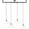 MINISUN Industrial Black 4 Way Bar Wrap Over Ceiling Light + Frosted Glass Shades -MINISUN Shop 8748649 1