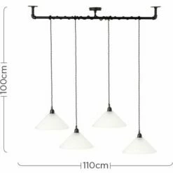 MINISUN Industrial Black 4 Way Bar Wrap Over Ceiling Light + Frosted Glass Shades 5 MINISUN Industrial Black 4 Way Bar Wrap Over Ceiling Light + Frosted Glass Shades -MINISUN Shop 8748649 4