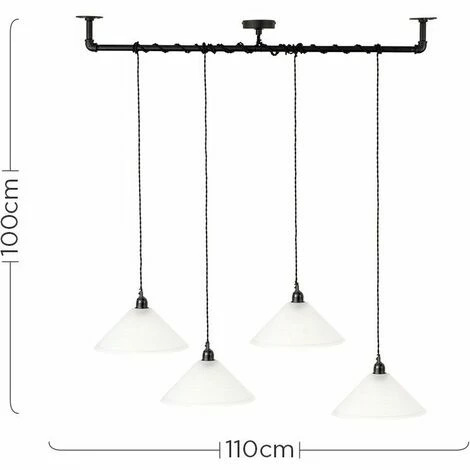 MINISUN Industrial Black 4 Way Bar Wrap Over Ceiling Light + Frosted Glass Shades MINISUN Industrial Black 4 Way Bar Wrap Over Ceiling Light + Frosted Glass Shades -MINISUN Shop 8748649 4