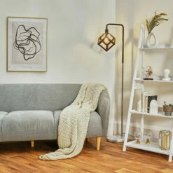 MINISUN Talisman Marble Base Floor Lamp In Brushed Chrome With Puzzle Shade - No Bulb -MINISUN Shop 8748651 2