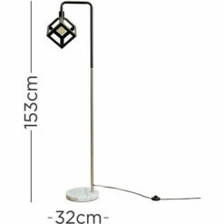 MINISUN Talisman Marble Base Floor Lamp In Brushed Chrome With Puzzle Shade - No Bulb -MINISUN Shop 8748651 4