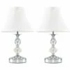 MINISUN 2 X Chrome Touch Dimmer Table Lamps + Pleated White Shades + LED Candle Bulbs - Warm White -MINISUN Shop 8748690 1