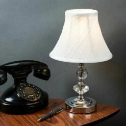 MINISUN 2 X Chrome Touch Dimmer Table Lamps + Pleated White Shades + LED Candle Bulbs - Warm White -MINISUN Shop 8748690 3