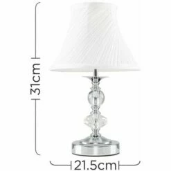 MINISUN 2 X Chrome Touch Dimmer Table Lamps + Pleated White Shades + LED Candle Bulbs - Warm White -MINISUN Shop 8748690 4
