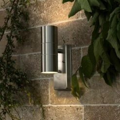 MINISUN Brushed Chrome IP44 Rated Up / Down Outdoor Security Wall Light -MINISUN Shop 8755372 3