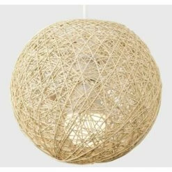 MINISUN Cream Lattice Wicker Rattan Globe Ball Ceiling Pendant Light Lampshade - Small -MINISUN Shop 8815346 2