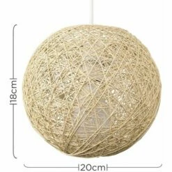 MINISUN Cream Lattice Wicker Rattan Globe Ball Ceiling Pendant Light Lampshade - Small -MINISUN Shop 8815346 4