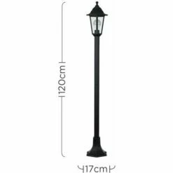MINISUN 1.2M Black IP44 Outdoor Lamp Post Bollard Light + 10W LED GLS Bulb - Warm White -MINISUN Shop 8844105 4