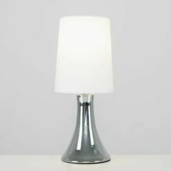 MINISUN Modern Trumpet Touch Dimmer Table Lamp + 5W LED Candle Bulb - White -MINISUN Shop 8844112 2