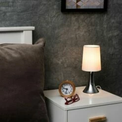 MINISUN Modern Trumpet Touch Dimmer Table Lamp + 5W LED Candle Bulb - White -MINISUN Shop 8844112 3