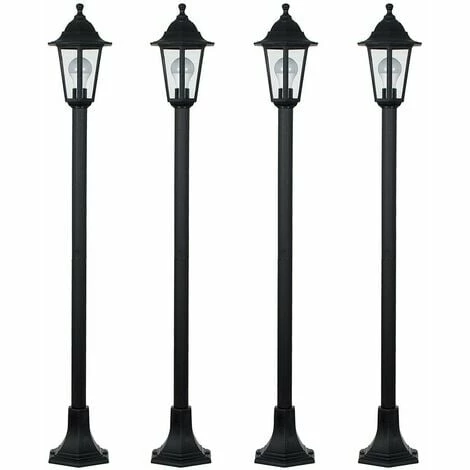 MINISUN 4 X Traditional Victorian 1.2M Black IP44 Outdoor Garden Lamp Post Bollard Lights - No Bulbs MINISUN 4 X Traditional Victorian 1.2M Black IP44 Outdoor Garden Lamp Post Bollard Lights - No Bulbs -MINISUN Shop 8844143 1