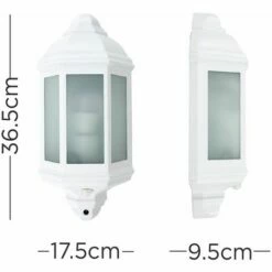 MINISUN Traditional Aluminium & Frosted Glass Panel Outdoor Garden Wall Mounted Lantern IP44 Light With PIR Motion Sensor + 10W LED GLS Bulb - Cool White -MINISUN Shop 8855382 4