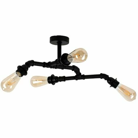 MINISUN Industrial 4 Way Matt Black Angular Ceiling Light MINISUN Industrial 4 Way Matt Black Angular Ceiling Light -MINISUN Shop 8922301 1