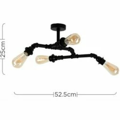MINISUN Industrial 4 Way Matt Black Angular Ceiling Light 5 MINISUN Industrial 4 Way Matt Black Angular Ceiling Light -MINISUN Shop 8922301 4
