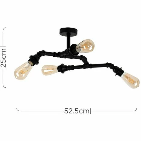 MINISUN Industrial 4 Way Matt Black Angular Ceiling Light MINISUN Industrial 4 Way Matt Black Angular Ceiling Light -MINISUN Shop 8922301 4