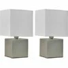 MINISUN 2 X Cube Touch Dimmer Bedside Table Lamps - Brushed Chrome - No Bulb -MINISUN Shop 8940974 1