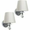 MINISUN 2 X Chrome & Clear K9 Lead Crystal Detail Wall Light + Grey Fabric Shades -MINISUN Shop 8941046 1
