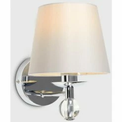 MINISUN 2 X Chrome & Clear K9 Lead Crystal Detail Wall Light + Grey Fabric Shades -MINISUN Shop 8941046 2