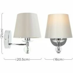 MINISUN 2 X Chrome & Clear K9 Lead Crystal Detail Wall Light + Grey Fabric Shades -MINISUN Shop 8941046 4